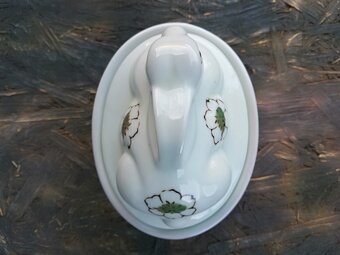 Retro porcelánová dóza, králík. - 9