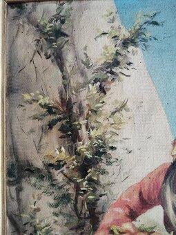 obraz DÍVKA S OSLÍKEM, olej, sign. nenalezena - 9