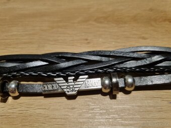 Giorgio Armani nový pánský značkový náramek černý 21,5 cm - 9