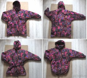 Vintage 80s teplá zimní bunda s barevným vzorem - 9