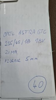 ALU OPEL ASTRA GTC ,5X115 - 235/45/18 98V - ZIMNÍ - Č-40 - 9