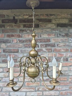 zámecký vlámský mosazný lustr- funkční - 9