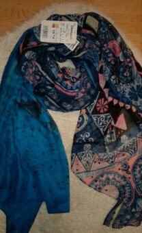 Desigual nový dámský značkový šátek šála modrý s mandaly - 9
