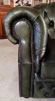 Kožená, Chesterfield(originál)sedací souprava 3+2+1. TOP - 9