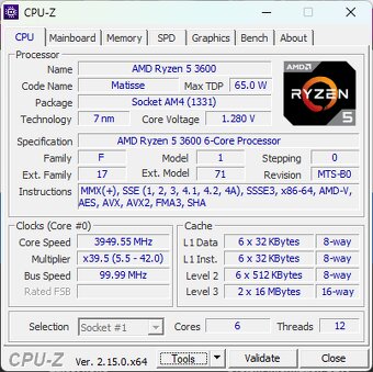 Základ počítače: Asus B550-I + Ryzen 5 3600 + 32GB RAM - 9