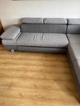 Moderní rozkládací rohová sedačka s úložným prostorem, šedá, - 9