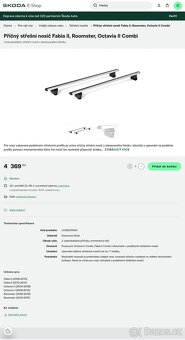 Příčný střešní nosič Fabia II Combi, Roomster, Octavia II Co - 9