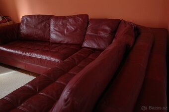 NATUZZI bordová kožená sedací souprava/ pohovka - 9