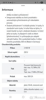 Elektrický vysokotlaký čistič (vapka) PHD 170 - 9