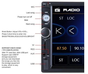 2DIN autorádio 7010B - nové - 9