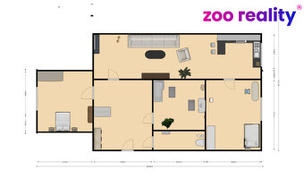 Prodej, byt 2+1, 61 m2, OV, Chomutov, ul. Komenského - 9