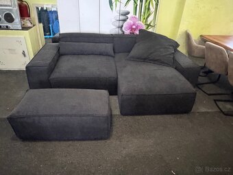 NOVÁ černá Sedací souprava Sirpio 270cm s taburetem - 9