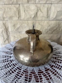 Starožitná Mosazná olejová (petrolejová)lampa - 9