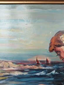 obraz - DÍVKA S COPÁNKY, akt, olej, sign. neurčena - 9