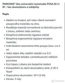 Aku rozmetadlo Parkside s baterií ah4 a rychlo nabíječku - 9