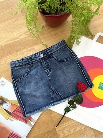 BENETTON JAKO NOVÁ SUKNĚ riflová 8-9r, 140, L - 9