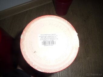 3x vánoční červený keramický obal na květináč - 9