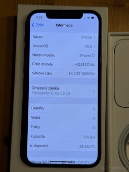 Apple iPhone 12 64GB - Blue - modrý 100% (MGJ83CN/A) DPH - 9