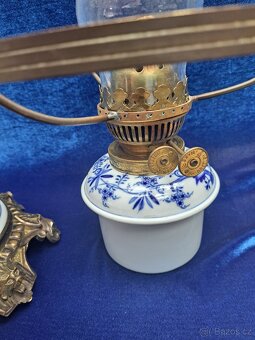 Porcelánová, petrolejová lampa Míšen - 9