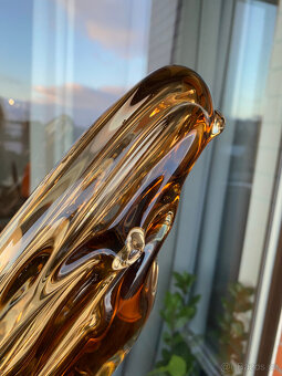 Žardiniéra Red Core 36 cm, medové hutní sklo, J. Beránek - 9