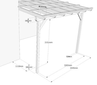 Dřevěná pergola s krytinou 4x3,7 m - 9