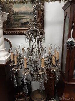 Krásný starožitný křišťálový lustr - 9