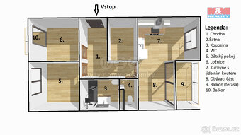 Pronájem bytu 3+kk, 73 m², Písek, ul. Havelkova - 9