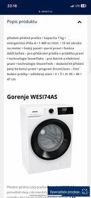 Pračka Gorenje Essential WESI74AS bílá - 9
