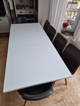 Krásný rozkládací stůl 160-200x90cm, bílý+chrom, TOP stav - 9