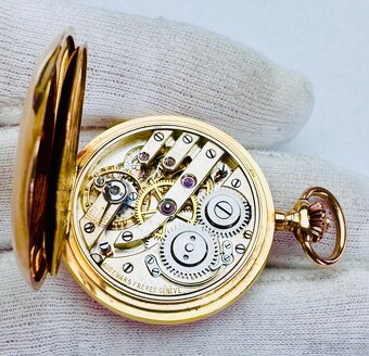 14K CELO ZLATÉ TŘÍPLÁŠŤOVÉ KAPESNÍ HODINKY AUDEMARS FRERES - 9