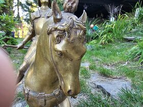 Velká starozitna jezdecká bronzová socha - 9
