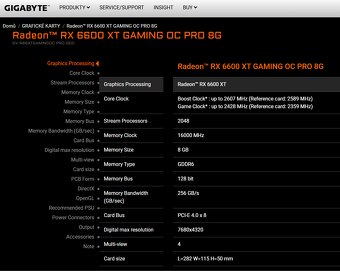 RX 6600XT 8GB Gigabyte Gaming OC PRO - 9